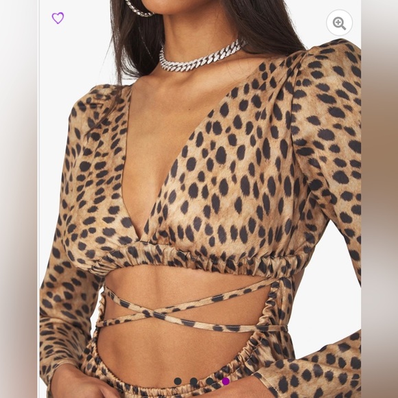 Brown Cut Out Leopard Satin Dress by WeWoreWhat - Picture 3 of 7